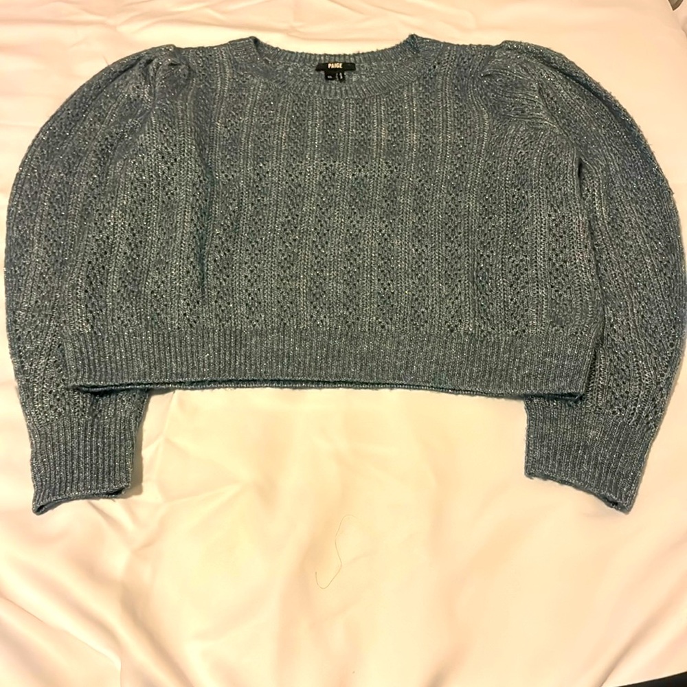 Paige | Blue with Metallic Threading Knit Sweater